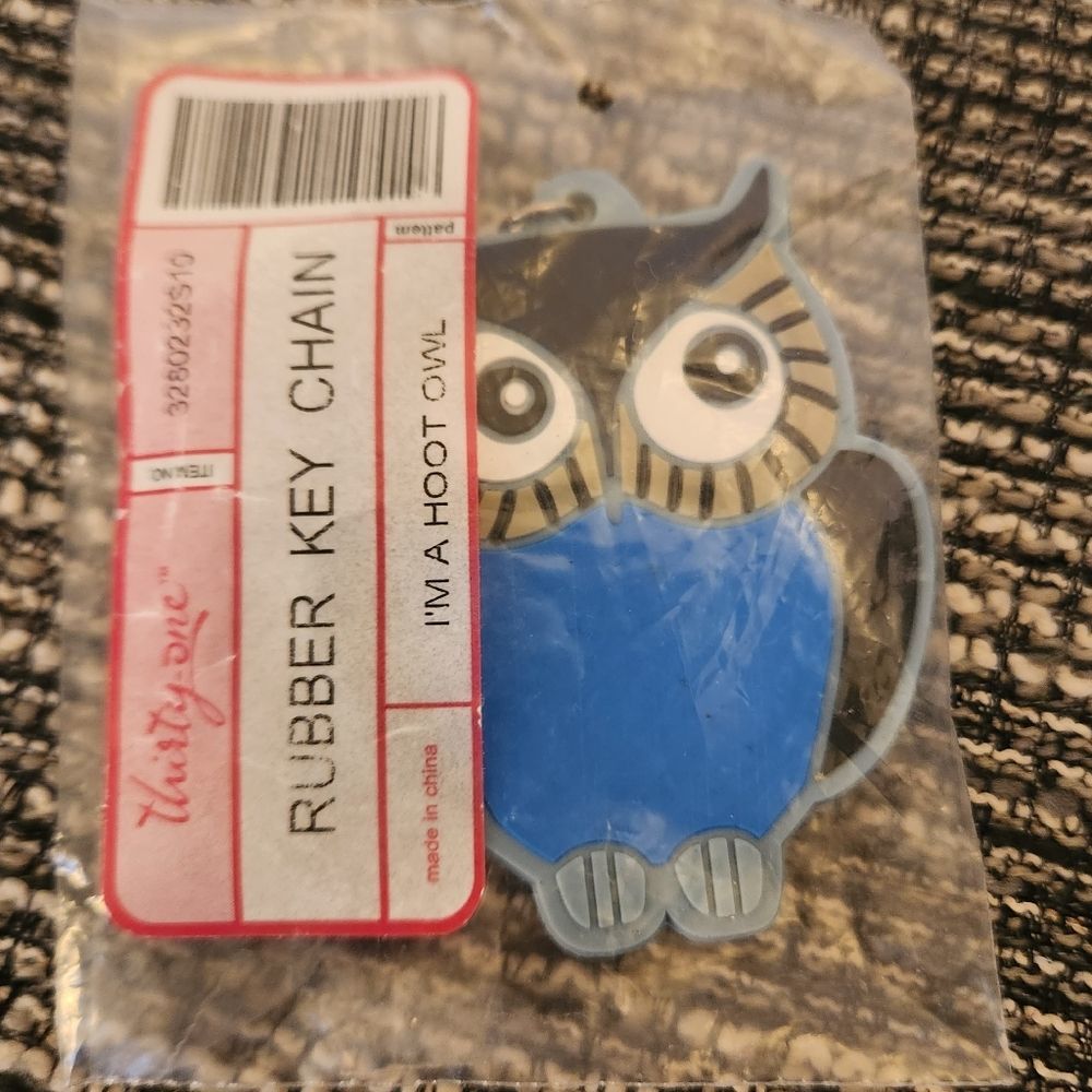 New Owl THIRTY ONE IM A HOOT OWL Keychain Blue Owl Sealed
